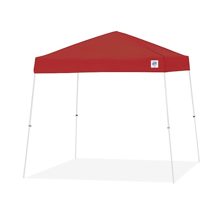 E-Z Up TAA Compliant Vista Shelter, 10' W x 10' L, White Steel Frame, Red Top VS2910MCRD